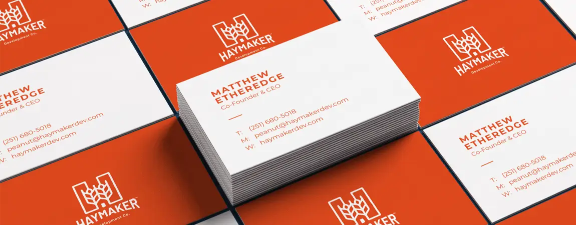Haymaker Branding on Printed Business Cards